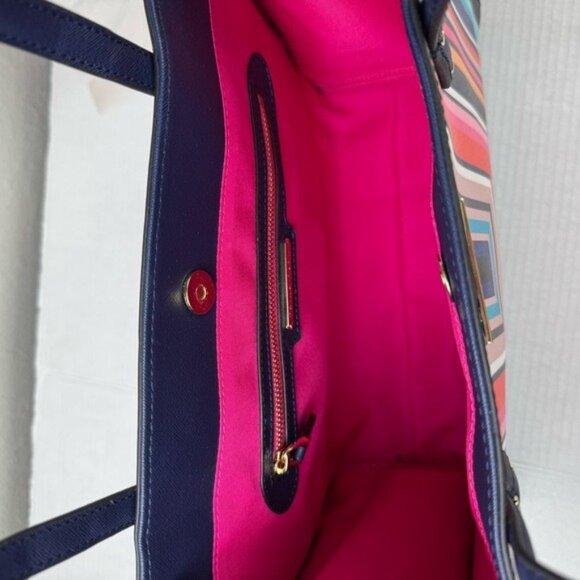Trina Turk striped square tote blue multicolor - Picture 10 of 11